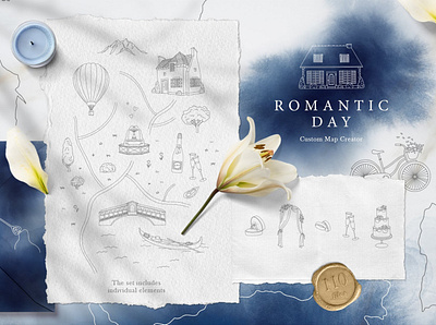 Romantic Day - Custom Map Creator card clipart creator custom map custom map creator design floral flowers graphic house landscape logo map map creator map generator romantic romantic day save the date tree villa