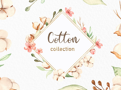 Cotton watercolor collection background clipart cotton cover design floral flowers graphic graphic design graphic elements graphics paper pattern patterns postcard seamless patterns wallpapers watercolor watercolor collection wedding