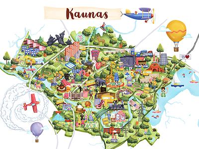 Kaunas Map gliukai illustration kaunas map
