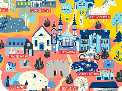 Map Detail design illustration lithuania local map tourism travel 2