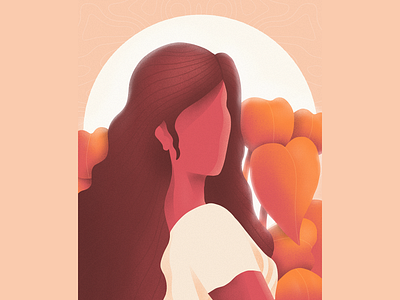 Girl Portrait Illustration brown colors concept dribbleshot flat illustration girls glow illustration ipad orange portrait illustration procreate sepia sun sun rise texture