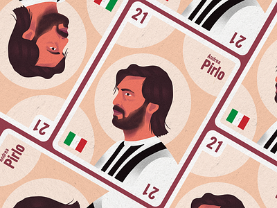 Football Legends Cards - Pirlo andrea pirlo character color design flat illustration football illustration legends pirlo sports texture