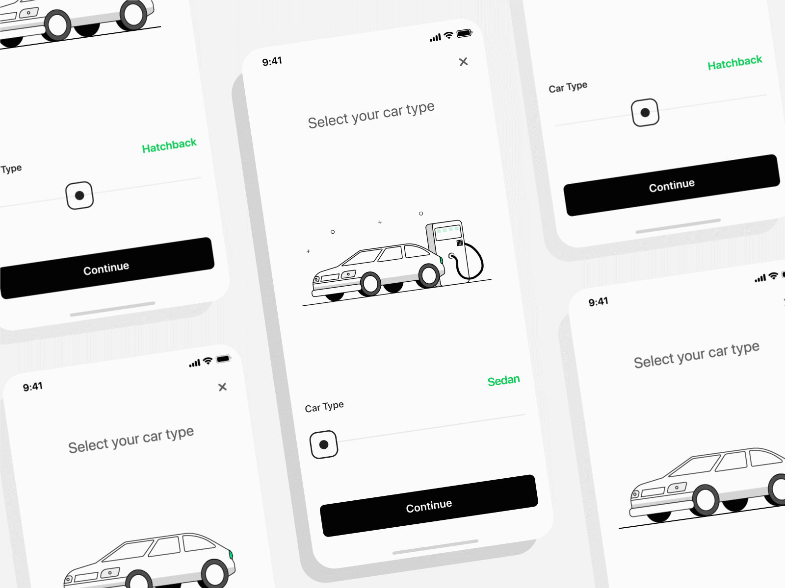Select Your Car animation application car car animation cars electric car flat illustration illustration line illustration minimal mobile app ui motiongraphics product animation ui