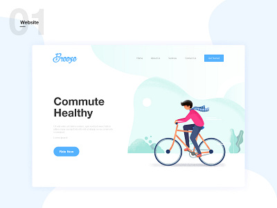 Breeze - Online Bicycle Concept adobe illustrator adobe photoshop branding color concept design digital art dribbleshot flat design flat illustration illustration landing page landing page concept vector website