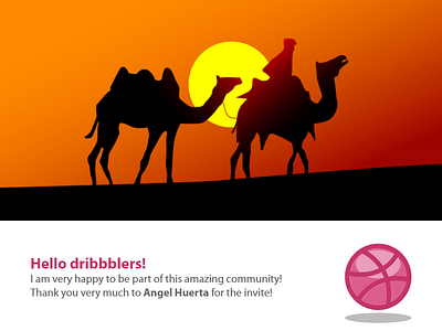 Hello Dribbble first shot illustrator drawing invites silhouette