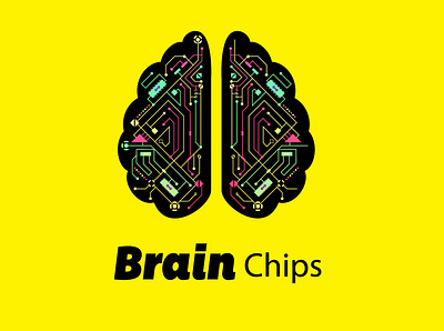 New Modern,Creative and pictorial logo design conept. background black and white brain brain chips brand identity branding combination design graphic design graphics human brain illustration letter logo logo design logo design brand identity motherboard pictorial vector yellow