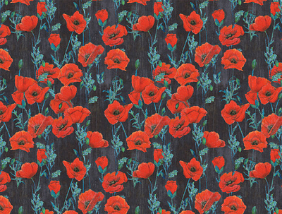 Flower pattern design art design floral flower design flowers graphic design illustration pattern pattern design poppies poppy red flowers textile design vector wall design wallpaper