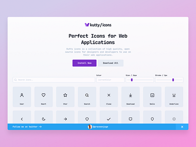 Kutty Icons Landing Page Design icons landing page ui webdesign
