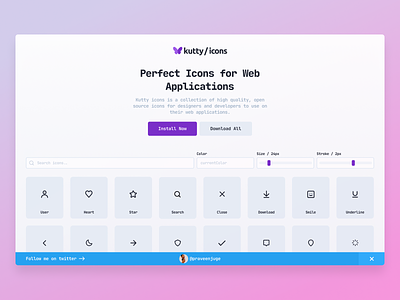 Kutty Icons Landing Page Design