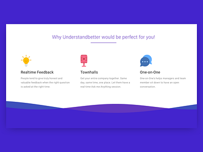 Redesign for UnderstandBetter features icons waves web