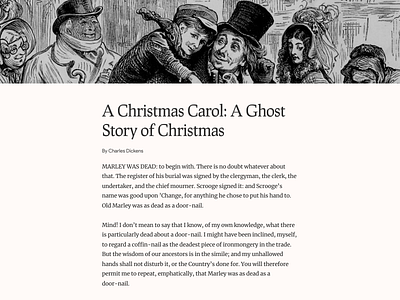 Blog Layout Inspirations - A Christmas Carol blog book typography ui