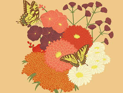 Butterflies botanical illustration digital illustration home decor illustration