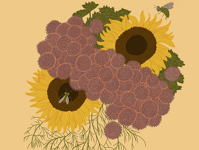 Flies botanical illustration digital illustration home decor illustration