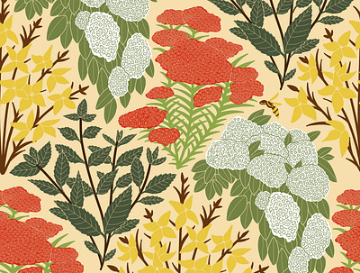 Wasp Pattern botanical illustration digital illustration home decor illustration pattern design surface design