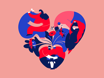 Shapes of love 💕 animation celebratelove colorful design diversity dribbbleweeklywarmup heart illustration love mobile print product design valentine valentines day vector web design