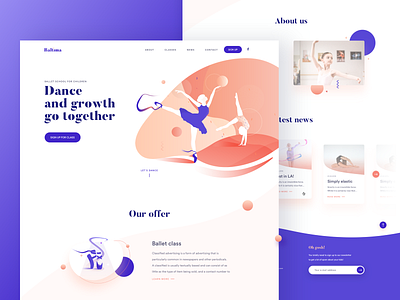 Baltima Homepage colorful concept creative dance gradient homepage illustration kids ui ui illustration we design web design website