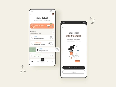 Work-life Balance app animation app design balance branding illustration print productivity to do list typography ui ux vector web design