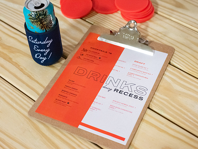 Recess STL Menu atomicdust bar branding design logo st. louis