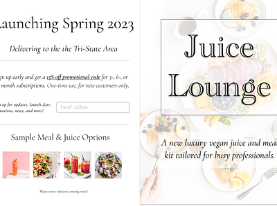 Juice Lounge Business Landing Page branding dailyui dailyui003 juices landing page logo meal kit vegan website