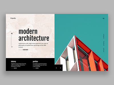 Pagoda / architecture landing. architecture concept grid imagery photos style typography ui ux web