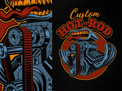 Cartoon Hot Rod Engine cartoon engine hot rod illustration vector