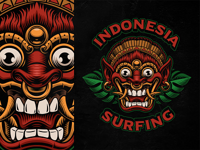 Bali Mask Vector Illustration bali illustration indonesian mask vector