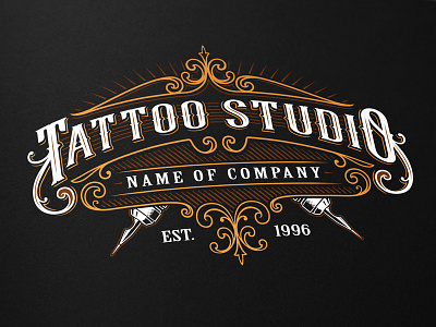 Tattoo Studio lettering Logo Template badge emblem frame lettering logo tattoo vector vintage