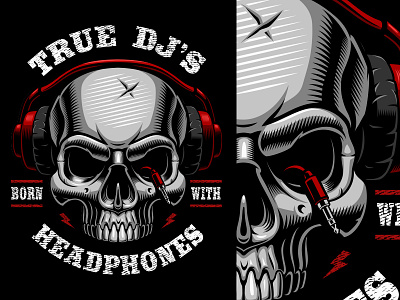 Born with headphones! dj headphones illustration music shutterstock skull vector