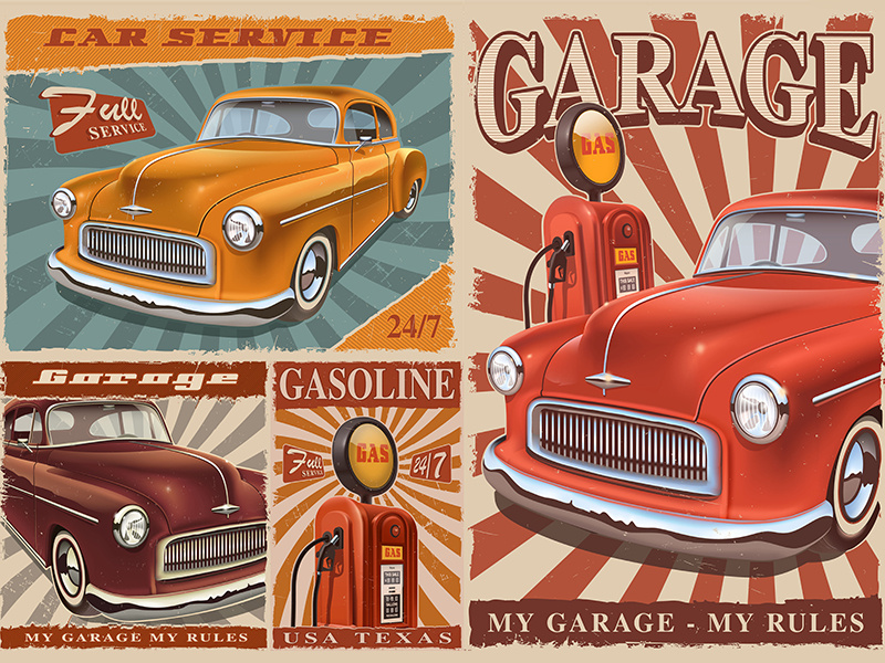 Vintage car posters by Harry Kasyanov on Dribbble