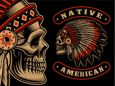 Indian Skull design harry kasyanov indian skull native american skull t-shirt design vector