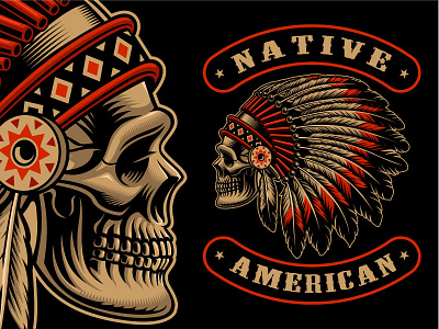 Indian Skull design harry kasyanov indian skull native american skull t shirt design vector