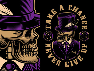 Lucky Skull design harry kasyanov shit design skeleton skull skull in top hat tattoo vector