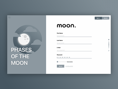 Phase of the Moon / Sign Up 001 color dailyui design illustration interaction interface moon screen sign up ui ux