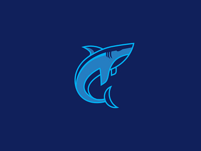 Shark badge blue fish ocean shark vector