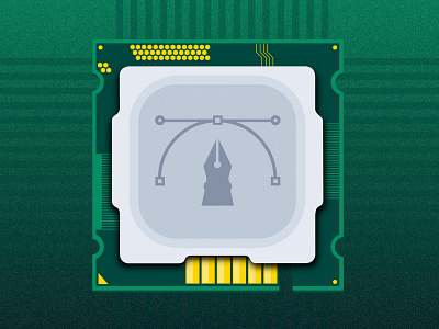 Vector CPU chip computer cpu icon illustration it pc processor vector