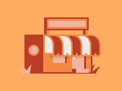 Open your store boutique building icon illustration open store sunset thinklines
