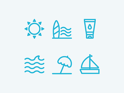 ☀️Summer Icons holiday icon iconset sail summer sun sun screen surf umbrella wave waves