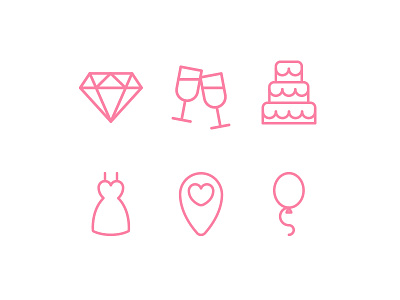 Wedding Icons ❤️ balloon cake diamond icon icons illustration location love valentines vector wedding