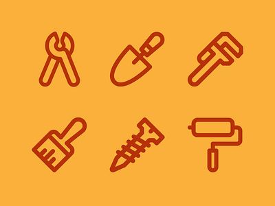 Construction & Tool Icons brush construction line icons icon iconography line maintenance paint repair tool line icon vector