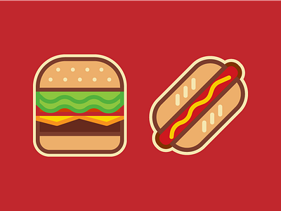 Burger or Hot dog? burger design fast food food hot dog icon iconography icons illustration outline burger icon outline hot dog icon vector