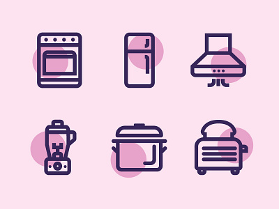 Kitchen Icons fridge icon icon design iconography line kitchen icons mixer oven pan shrouding toaster vector