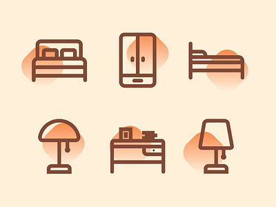 Bedroom Icons bed closet desk icon iconography illustration lamp line bedroom icons vector