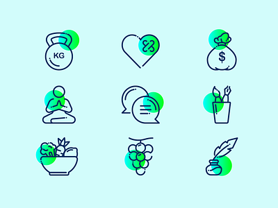 Daily Routine Icons chat drawing healthy icon icon design iconography icons illustration meditation money vector workout writing yoga