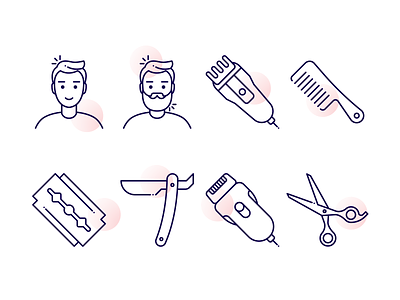 Barbershop Icons barber barbershop clipper comb haricut icon icon design iconography icons illustration razor scissors vector