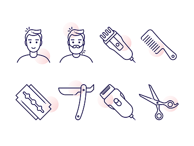 Barbershop Icons barber barbershop clipper comb haricut icon icon design iconography icons illustration razor scissors vector