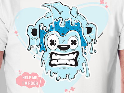 Help Me, I'm Poor blue charachter design graphic design illustration tshirt tshirt design vector