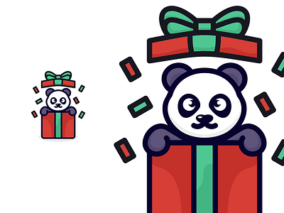Panda branding christmas colorlogo cutelogo design gift graphic design illustration inspiration logo logos logosai panda vector