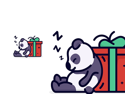 Panda branding cartoon christmas colorlogo cutelogo design gift graphic design illustration logo logos newyear panda sleeping vector