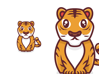 Tiger animal branding cartoon colorlogo cutelogo design fun graphic design illustration logo logos tiger vector