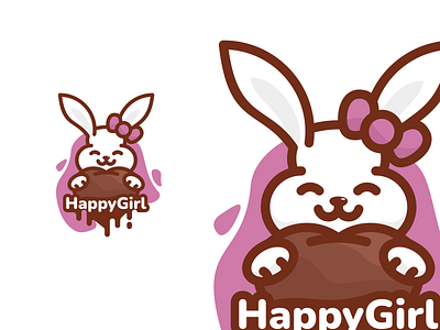 Happy Girl branding cartoon colorlogo cutelogo design girl graphic design happy illustration inspiration logo logos rabbit valentine vector